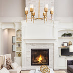 QN-SAWGRASS-6-DG-O Sawgrass 6 Light Chandelier Gold Leaf with Antique Glaze