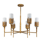 QN-SAWGRASS-6-DG-O Sawgrass 6 Light Chandelier Gold Leaf with Antique Glaze