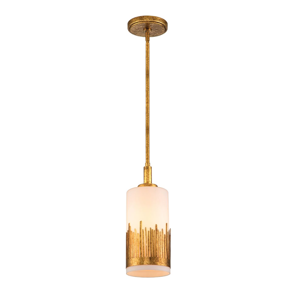 QN-SAWGRASS-MP-DG-O Sawgrass 1 Light Pendant Gold Leaf with Antique Glaze