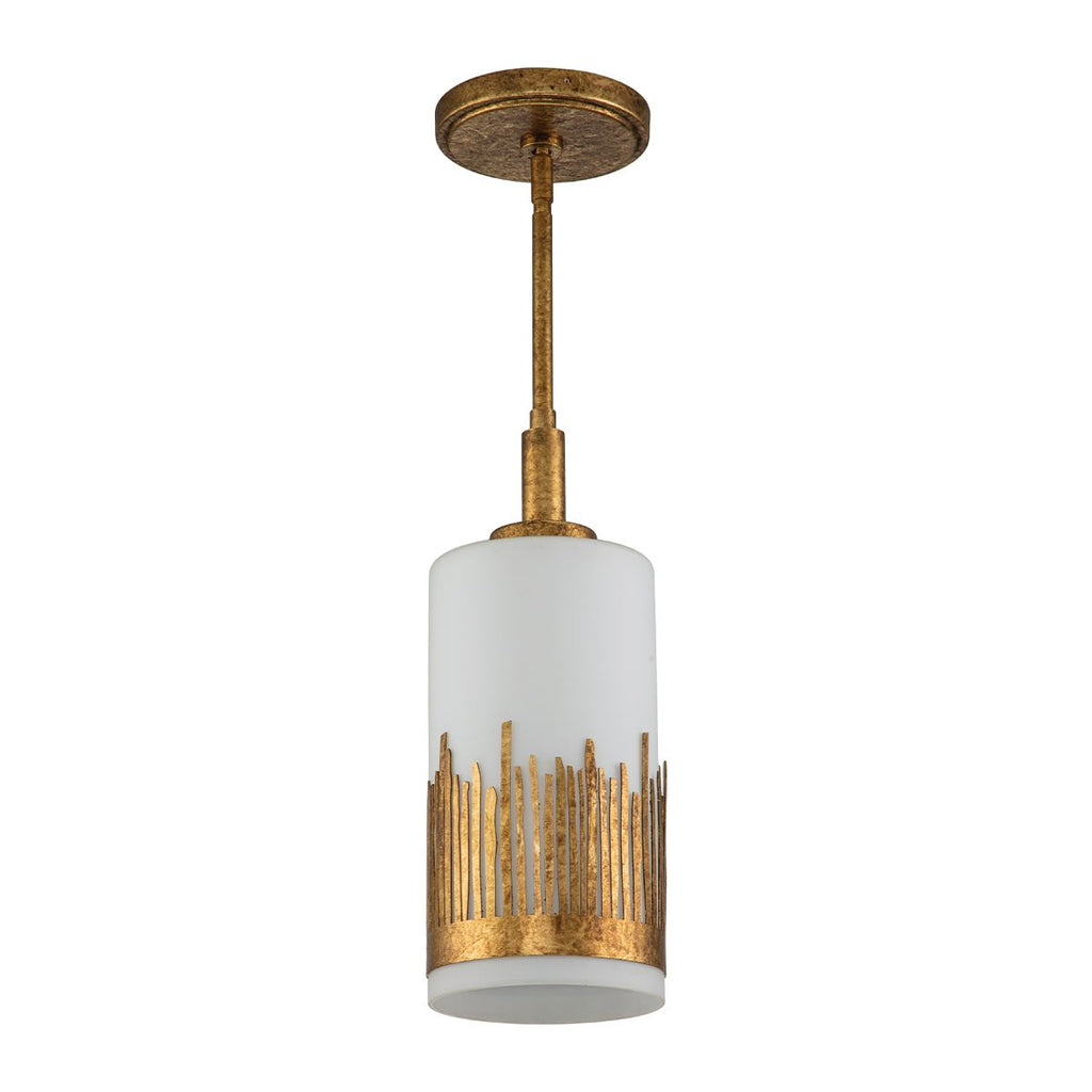 QN-SAWGRASS-MP-DG-O Sawgrass 1 Light Pendant Gold Leaf with Antique Glaze