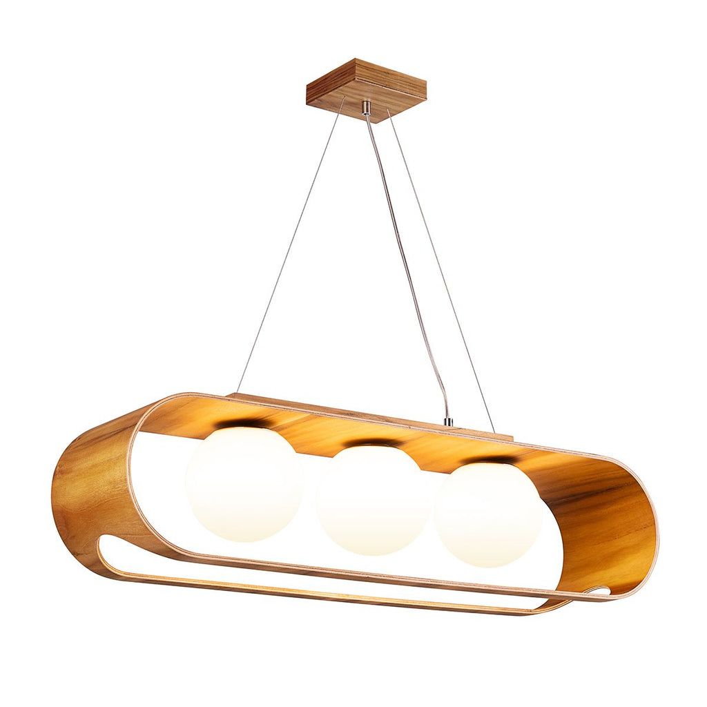 QN-SFERA-3P-TEAK Sfera 3 Light Linear Pendant Light Teak