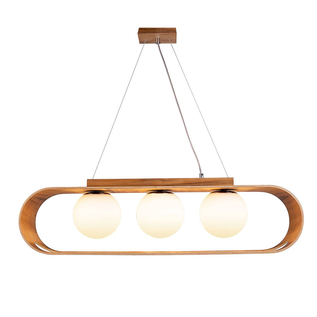 QN-SFERA-3P-TEAK Sfera 3 Light Linear Pendant Light Teak