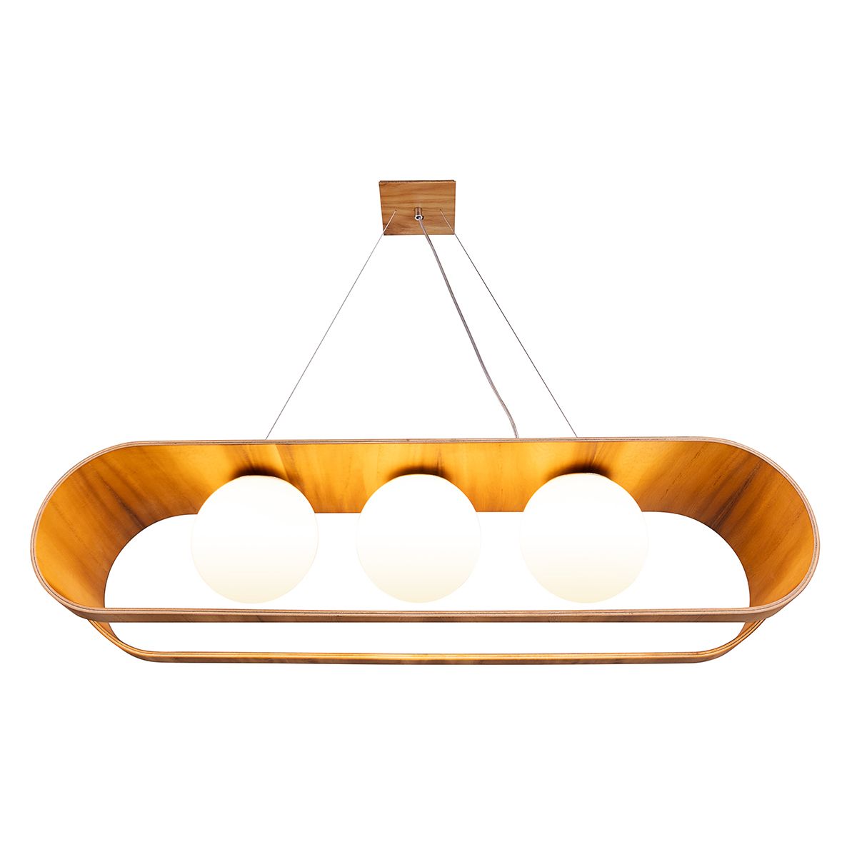 QN-SFERA-3P-TEAK Sfera 3 Light Linear Pendant Light Teak