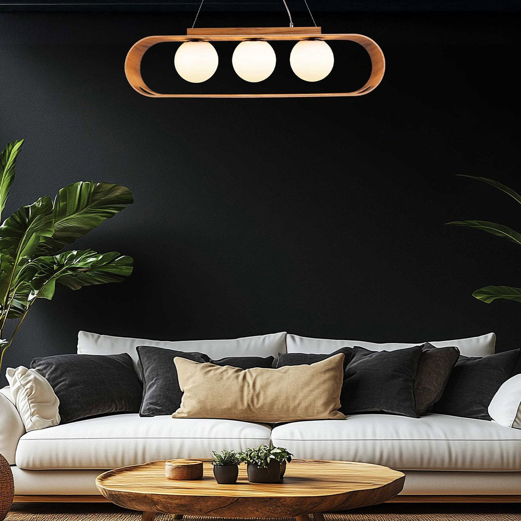 QN-SFERA-3P-TEAK Sfera 3 Light Linear Pendant Light Teak