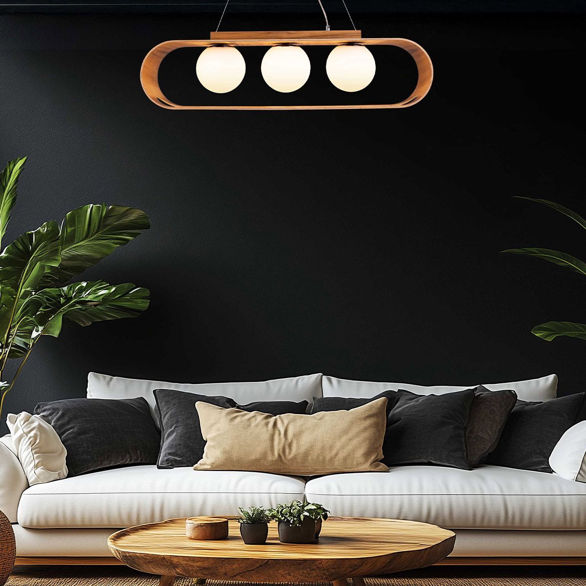 QN-SFERA-3P-TEAK Sfera 3 Light Linear Pendant Light Teak