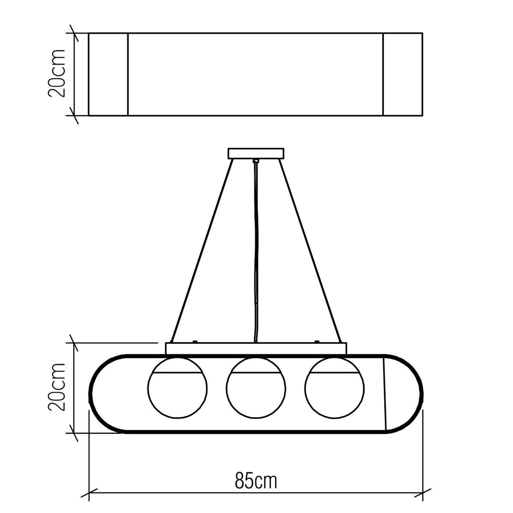 QN-SFERA-3P-TEAK Sfera 3 Light Linear Pendant Light Teak