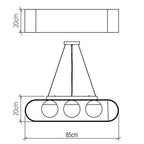 QN-SFERA-3P-TEAK Sfera 3 Light Linear Pendant Light Teak