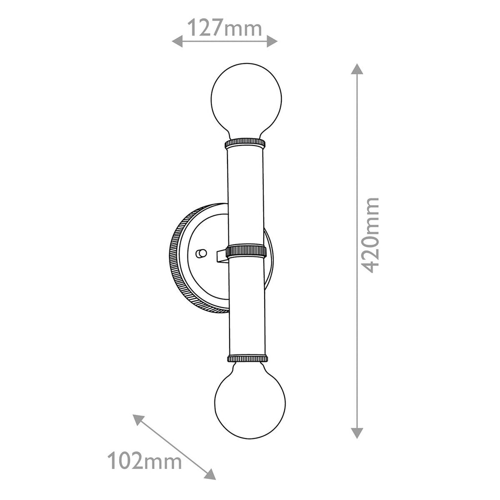 QN-TORCHE-2W-BN Torche Bathroom 2 Light Wall Light Brushed Nickel