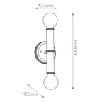 QN-TORCHE-2W-BN Torche Bathroom 2 Light Wall Light Brushed Nickel