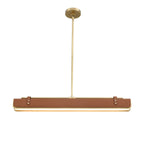 QN-VALISE-LP80-VBS-CL Valise LED Linear Pendant Vintage Brass/Cognac Leather