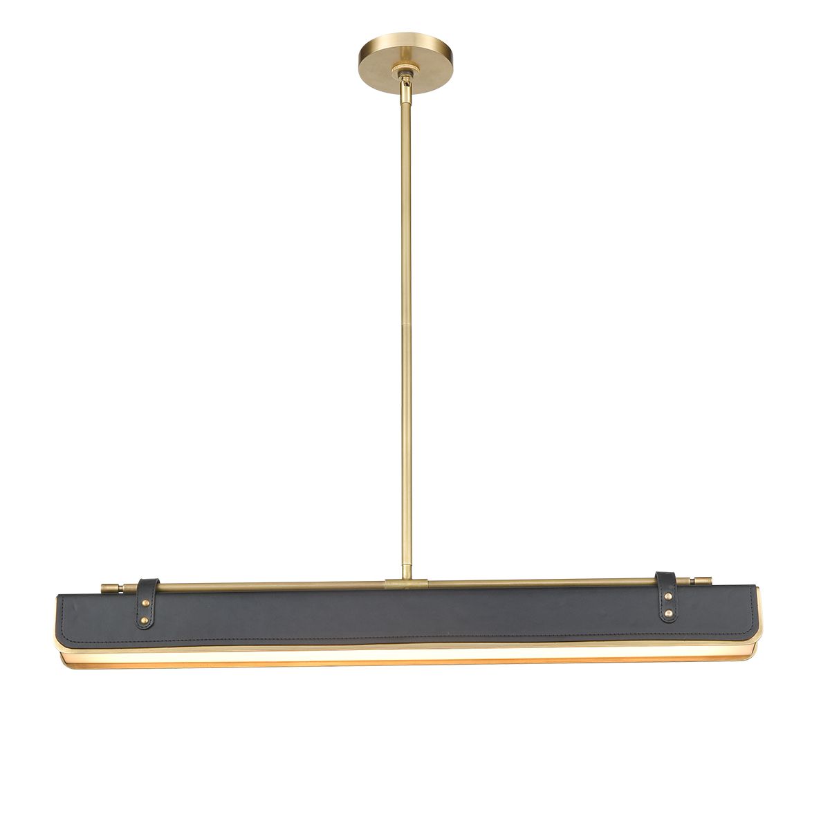 QN-VALISE-LP80-VBS-TL Valise LED Linear Pendant Vintage Brass/Tuxedo Leather