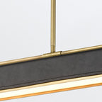 QN-VALISE-LP80-VBS-TL Valise LED Linear Pendant Vintage Brass/Tuxedo Leather