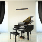 QN-VALISE-LP80-VBS-TL Valise LED Linear Pendant Vintage Brass/Tuxedo Leather