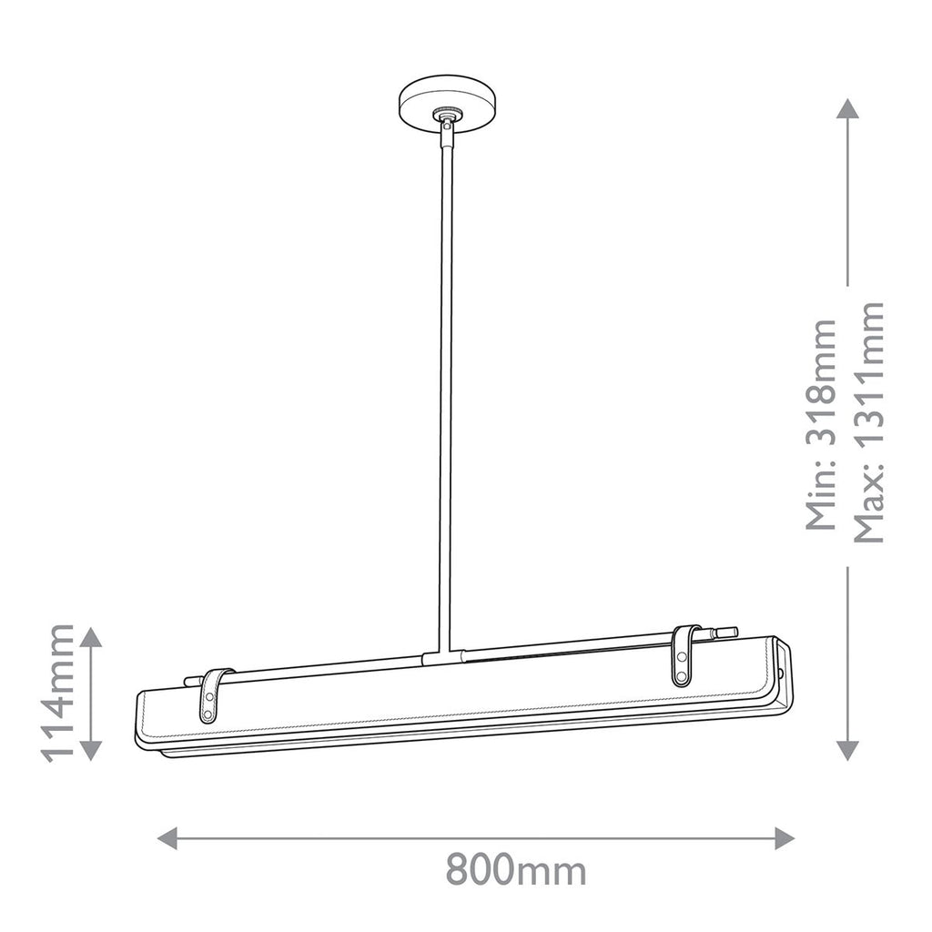 QN-VALISE-LP80-VBS-TL Valise LED Linear Pendant Vintage Brass/Tuxedo Leather