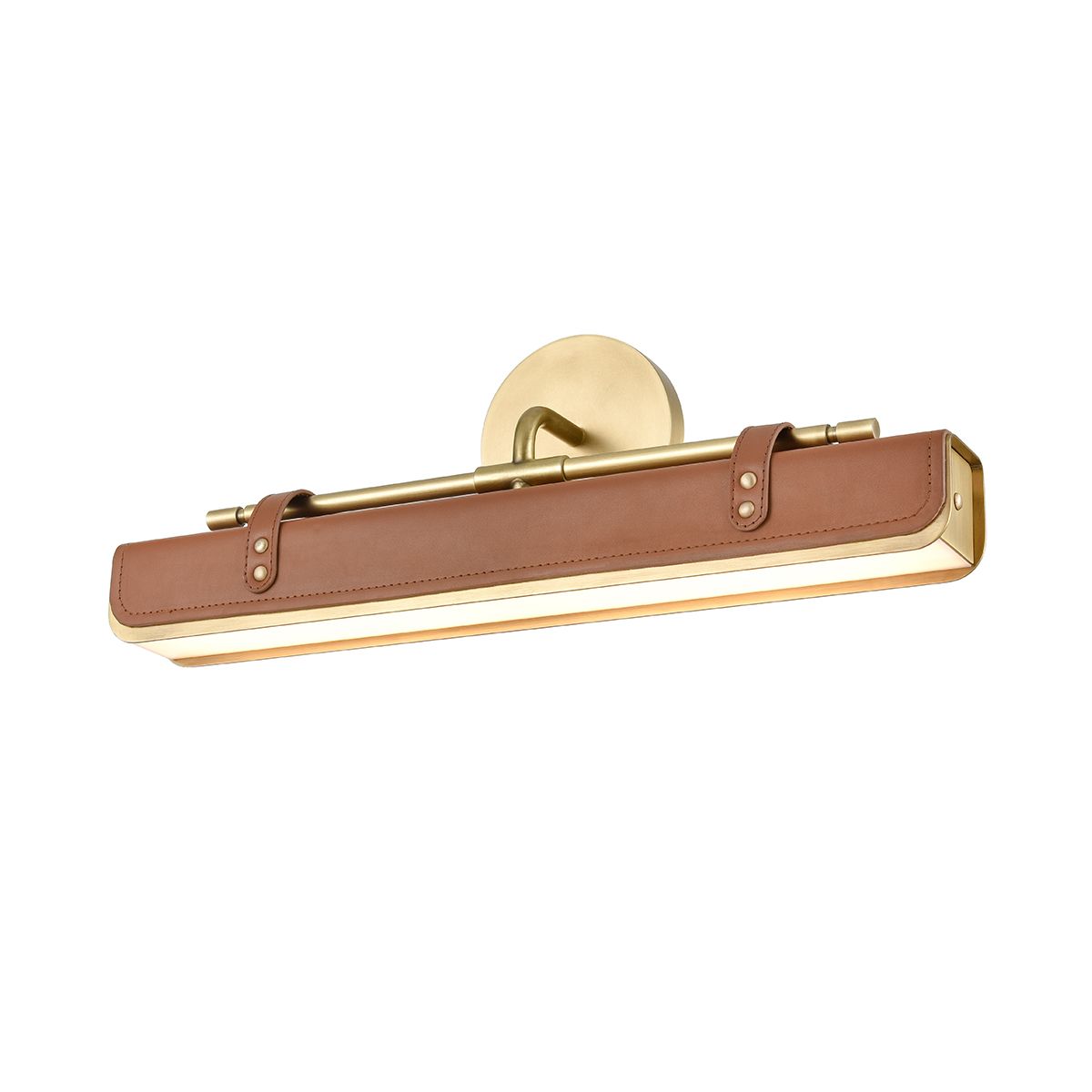 QN-VALISE-W-VBS-CL Valise LED Wall Light Vintage Brass/Cognac Leather