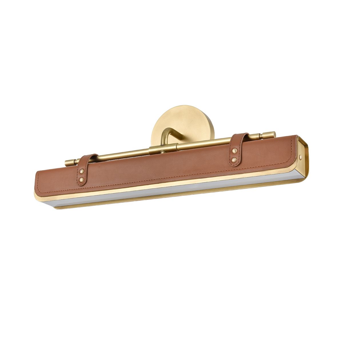 QN-VALISE-W-VBS-CL Valise LED Wall Light Vintage Brass/Cognac Leather
