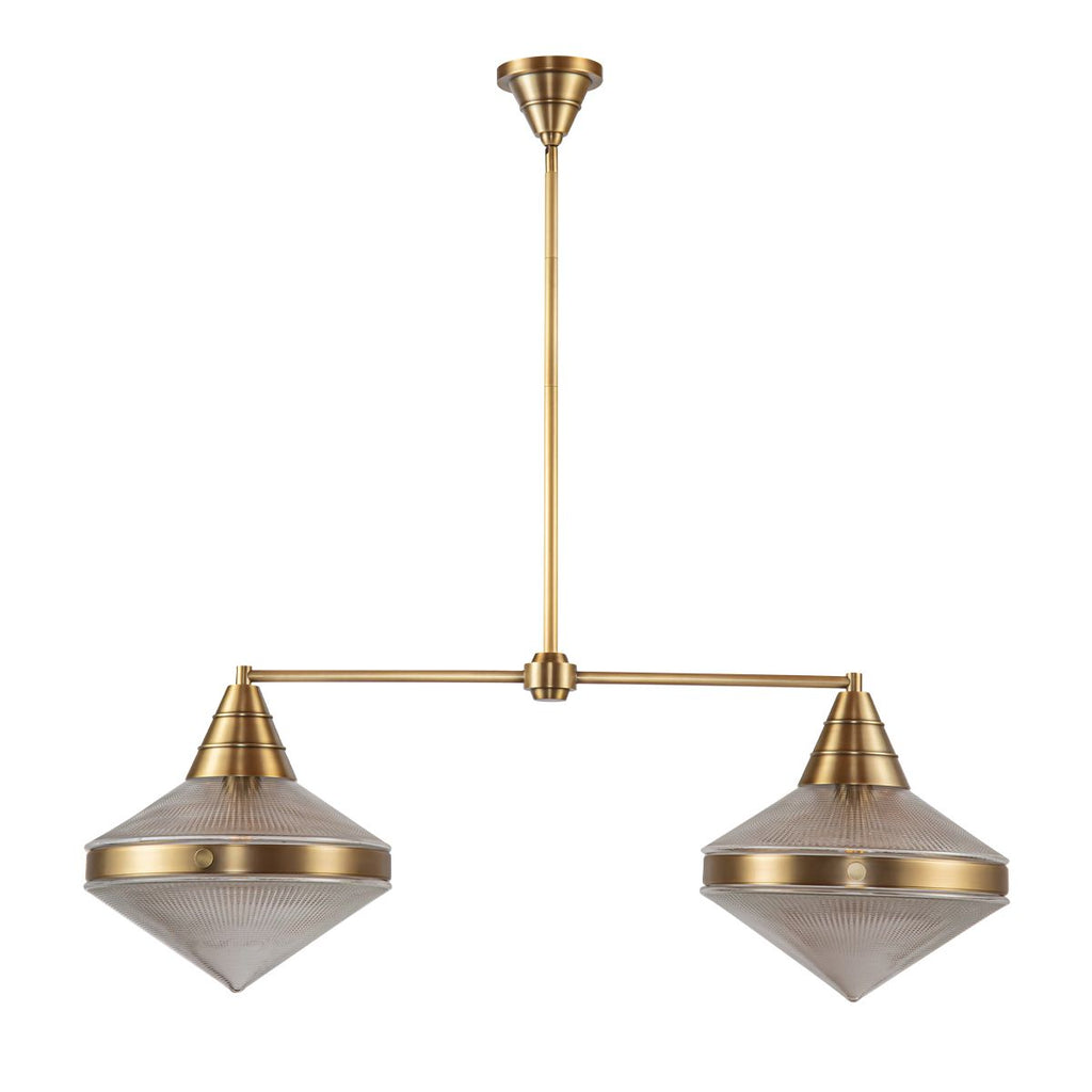 QN-WILLARD-LP2-VBS-PG Willard 2 Light Linear Pendant Vintage Brass