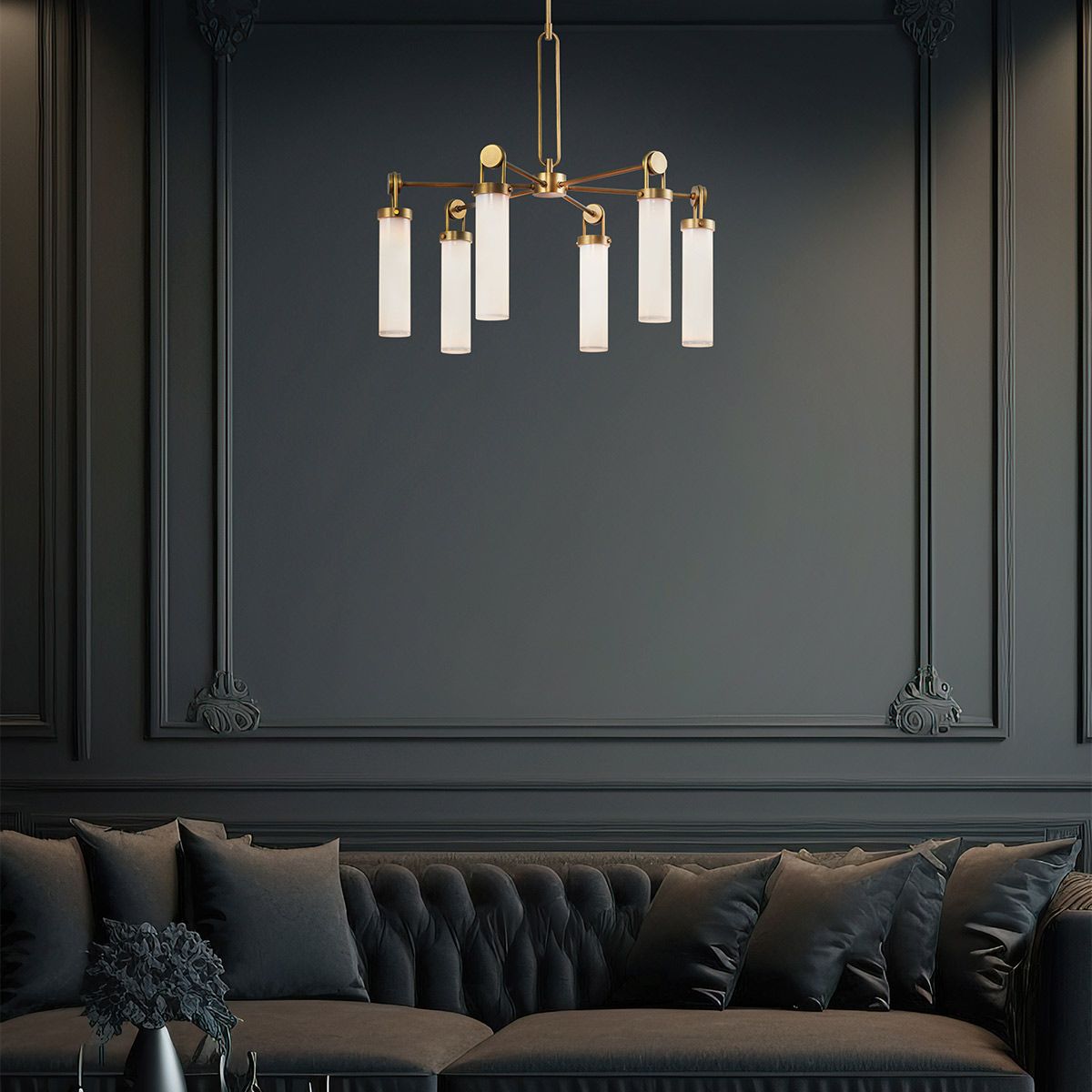 QN-WYNWOOD6-VBS Wynwood 6 Light Chandelier Vintage Brass