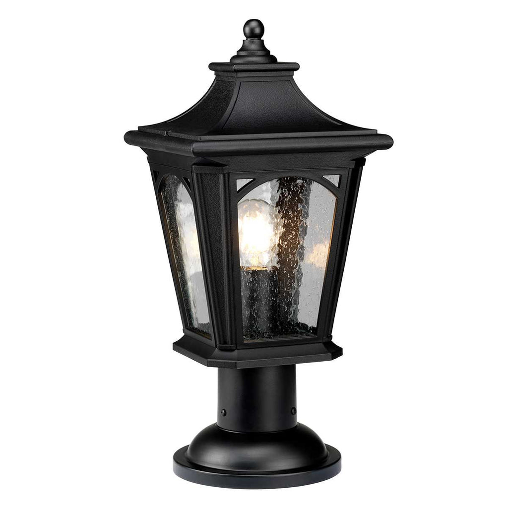 QZ-BEDFORD3-M Bedford 1 Light Medium Outdoor  Pedestal Lantern Mystic Black