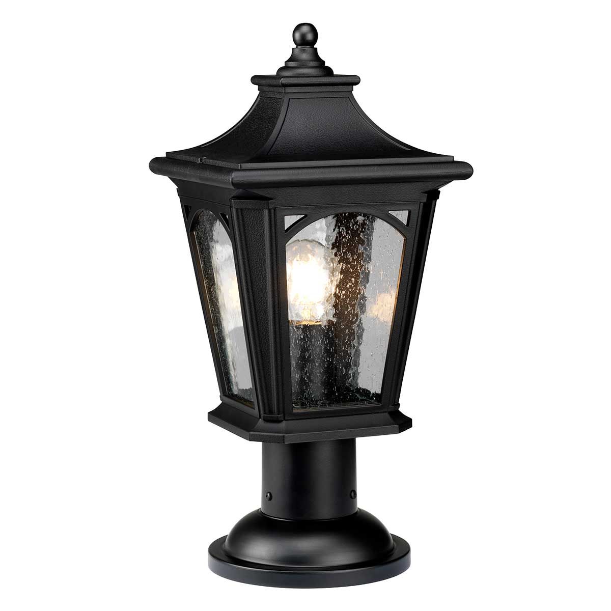 QZ-BEDFORD3-M Bedford 1 Light Medium Outdoor  Pedestal Lantern Mystic Black