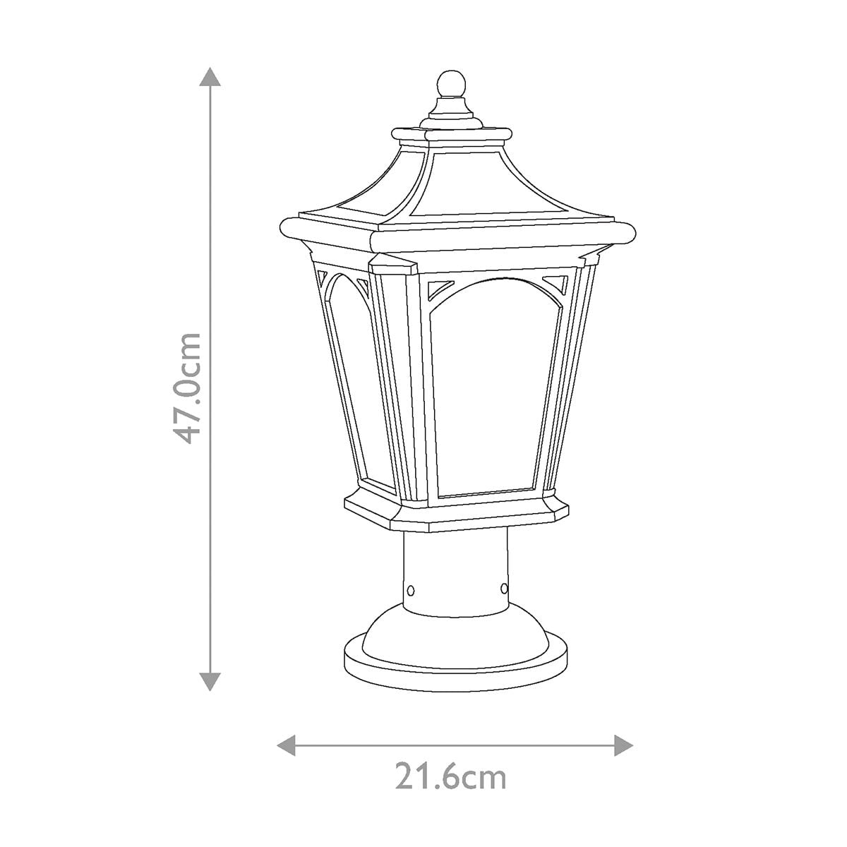 QZ-BEDFORD3-M Bedford 1 Light Medium Outdoor  Pedestal Lantern Mystic Black