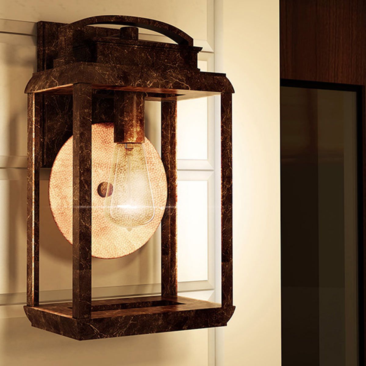 QZ-BYRON-M Byron 1 Light Medium  Outdoor Wall Lantern Imperial Bronze with Copper Reflector