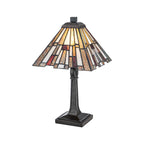 QZ-INGLENOOK-TL-S-UK Inglenook 1 Light  Midi Table Lamp Valiant Bronze & Art Glass