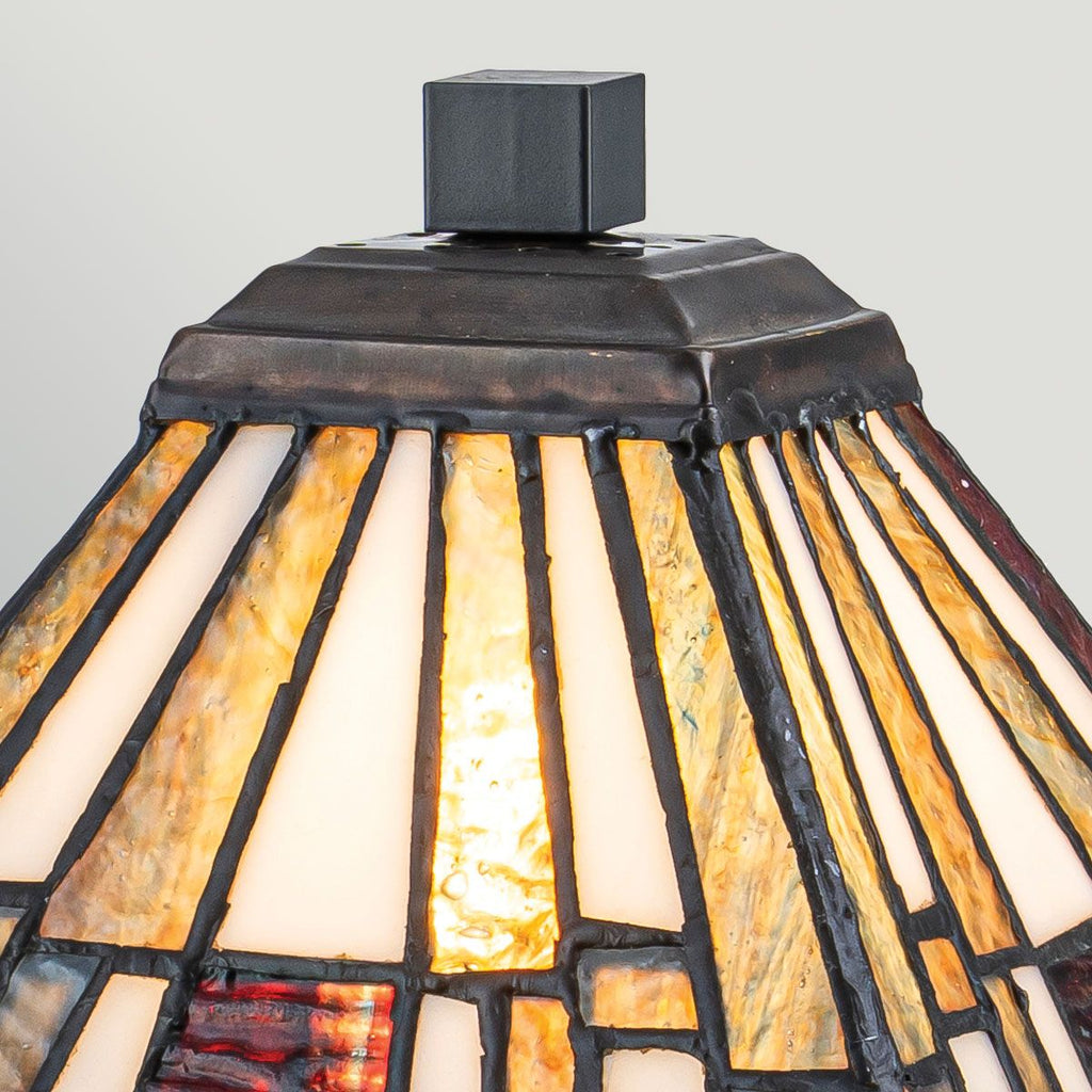 QZ-INGLENOOK-TL-S-UK Inglenook 1 Light  Midi Table Lamp Valiant Bronze & Art Glass