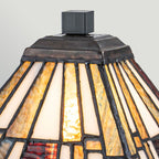QZ-INGLENOOK-TL-S Inglenook 1 Light  Midi Table Lamp Valiant Bronze & Art Glass