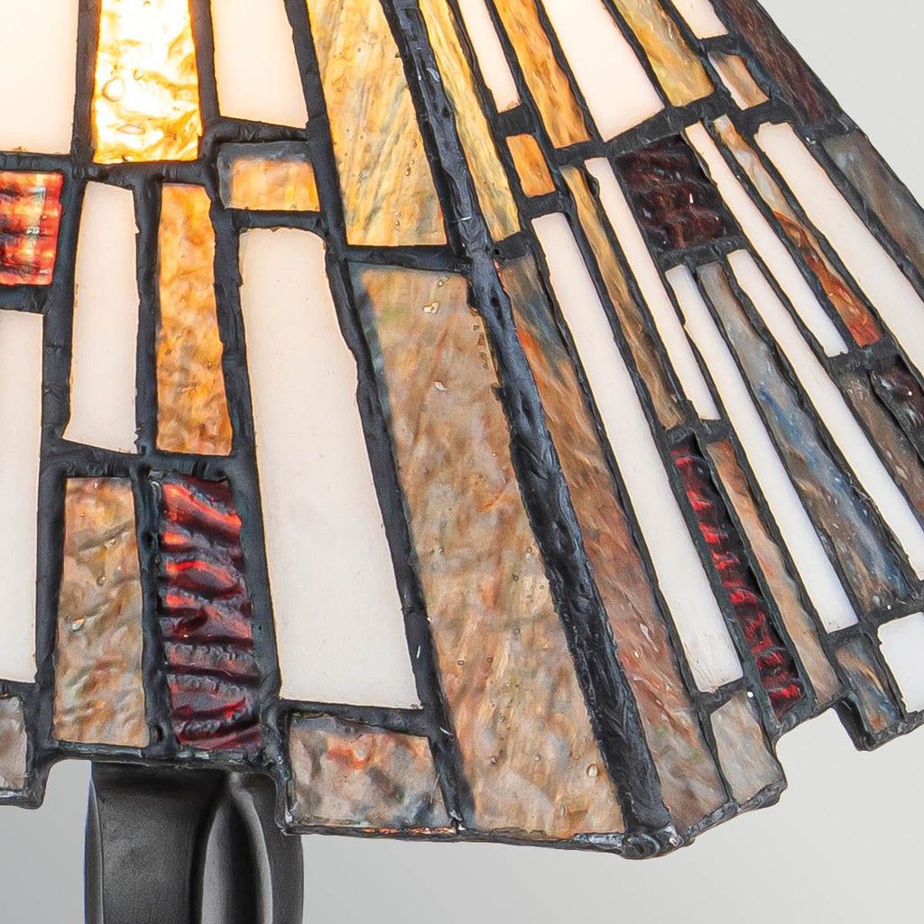 QZ-INGLENOOK-TL-S-UK Inglenook 1 Light  Midi Table Lamp Valiant Bronze & Art Glass