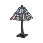 QZ-INGLENOOK-TL-S-UK Inglenook 1 Light  Midi Table Lamp Valiant Bronze & Art Glass