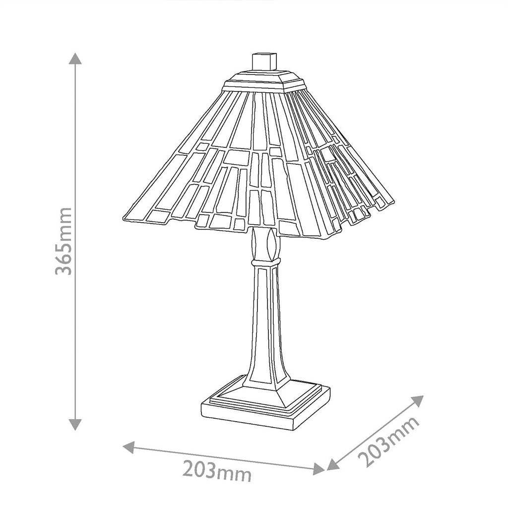 QZ-INGLENOOK-TL-S-UK Inglenook 1 Light  Midi Table Lamp Valiant Bronze & Art Glass