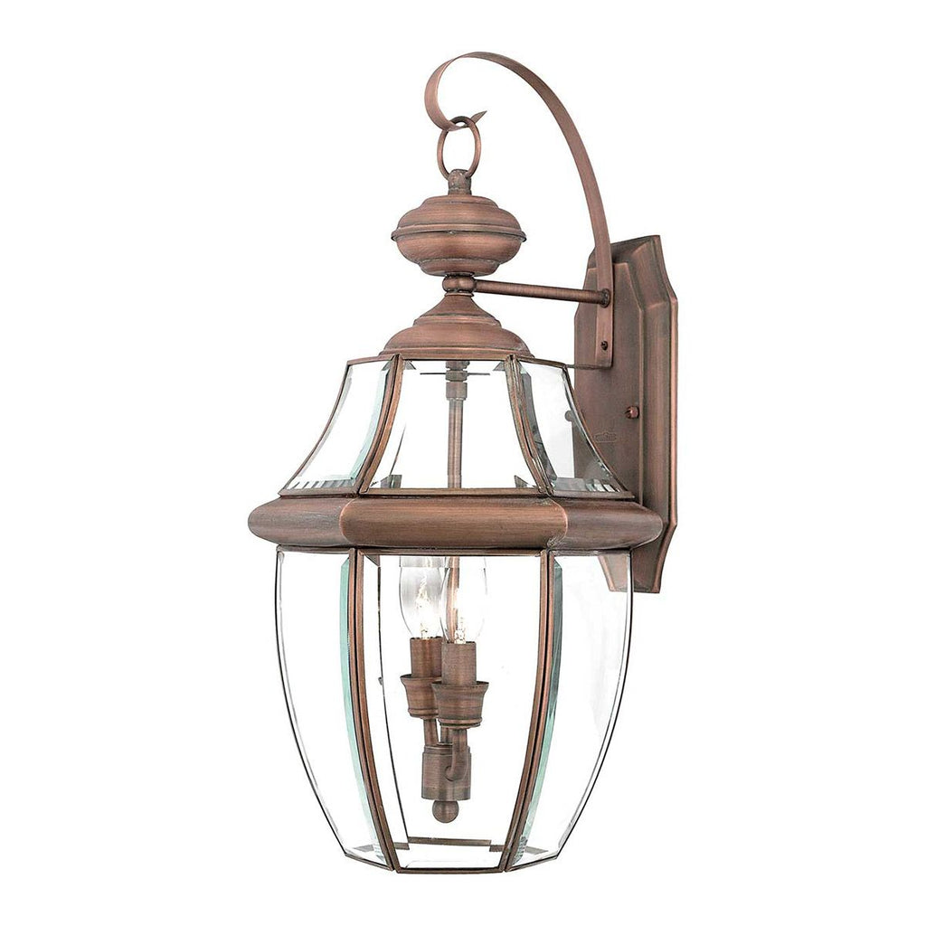 QZ-NEWBURY2-L-AC Newbury 2 Light Large  Outdoor Wall Lantern Lacquered Aged Copper