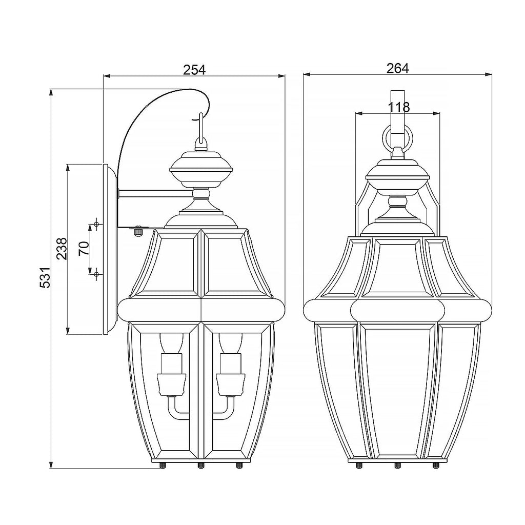 QZ-NEWBURY2-L-AC Newbury 2 Light Large  Outdoor Wall Lantern Lacquered Aged Copper
