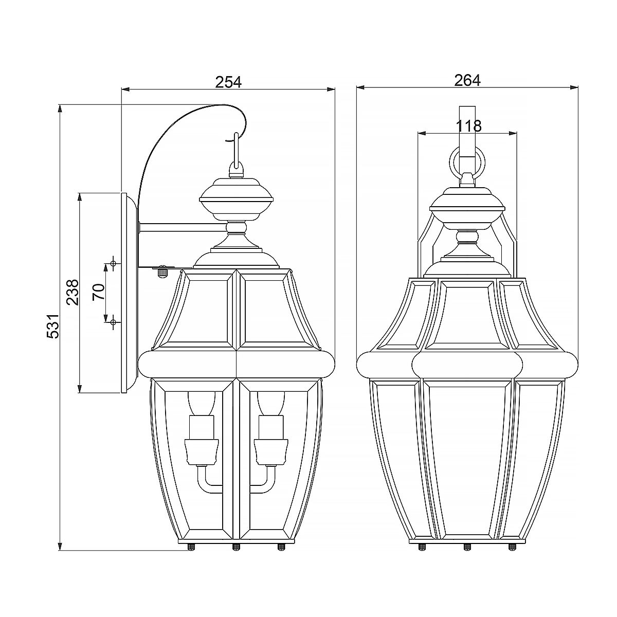 QZ-NEWBURY2-L-AC Newbury 2 Light Large  Outdoor Wall Lantern Lacquered Aged Copper