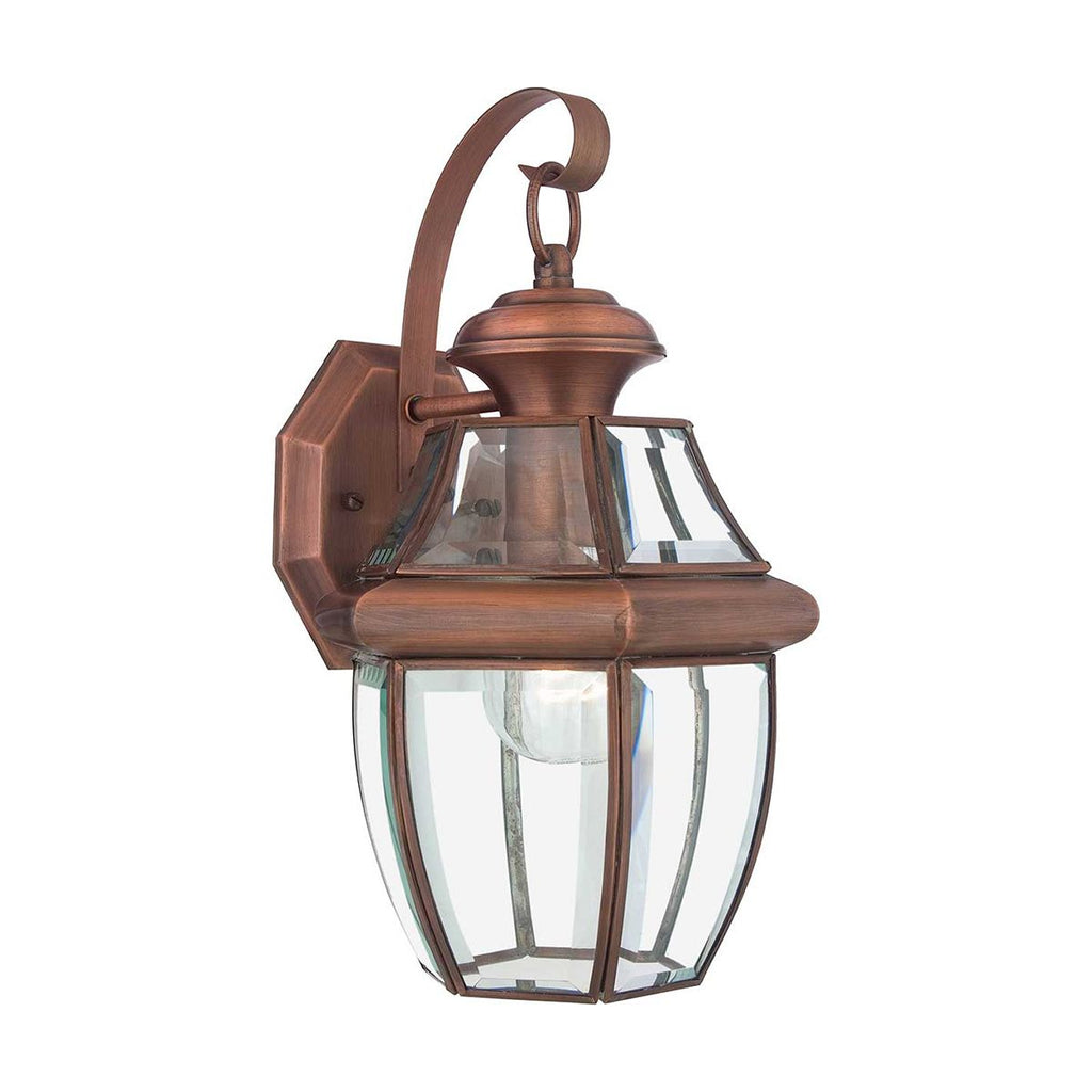 QZ-NEWBURY2-M-AC Newbury 1 Light Medium  Outdoor Wall Lantern Lacquered Aged Copper