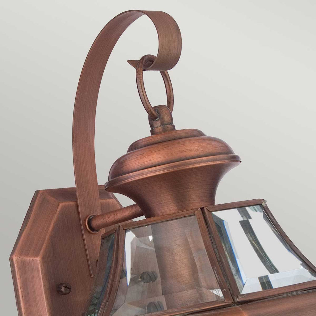 QZ-NEWBURY2-M-AC Newbury 1 Light Medium  Outdoor Wall Lantern Lacquered Aged Copper