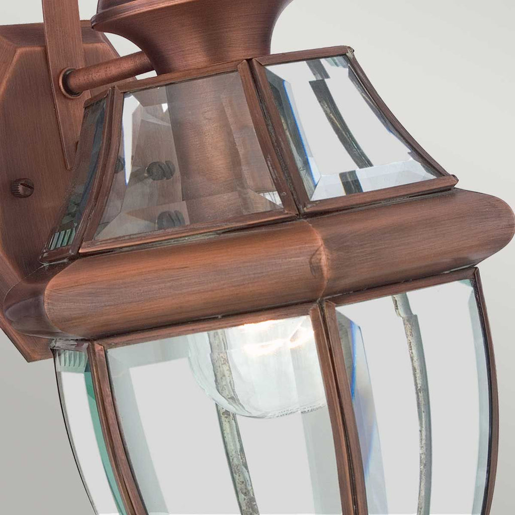 QZ-NEWBURY2-M-AC Newbury 1 Light Medium  Outdoor Wall Lantern Lacquered Aged Copper