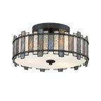 QZ-SENTRY-2SF-BK Sentry 2 Light Semi-Flush Black & Art Glass