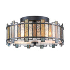 QZ-SENTRY-2SF-BK Sentry 2 Light Semi-Flush Black & Art Glass