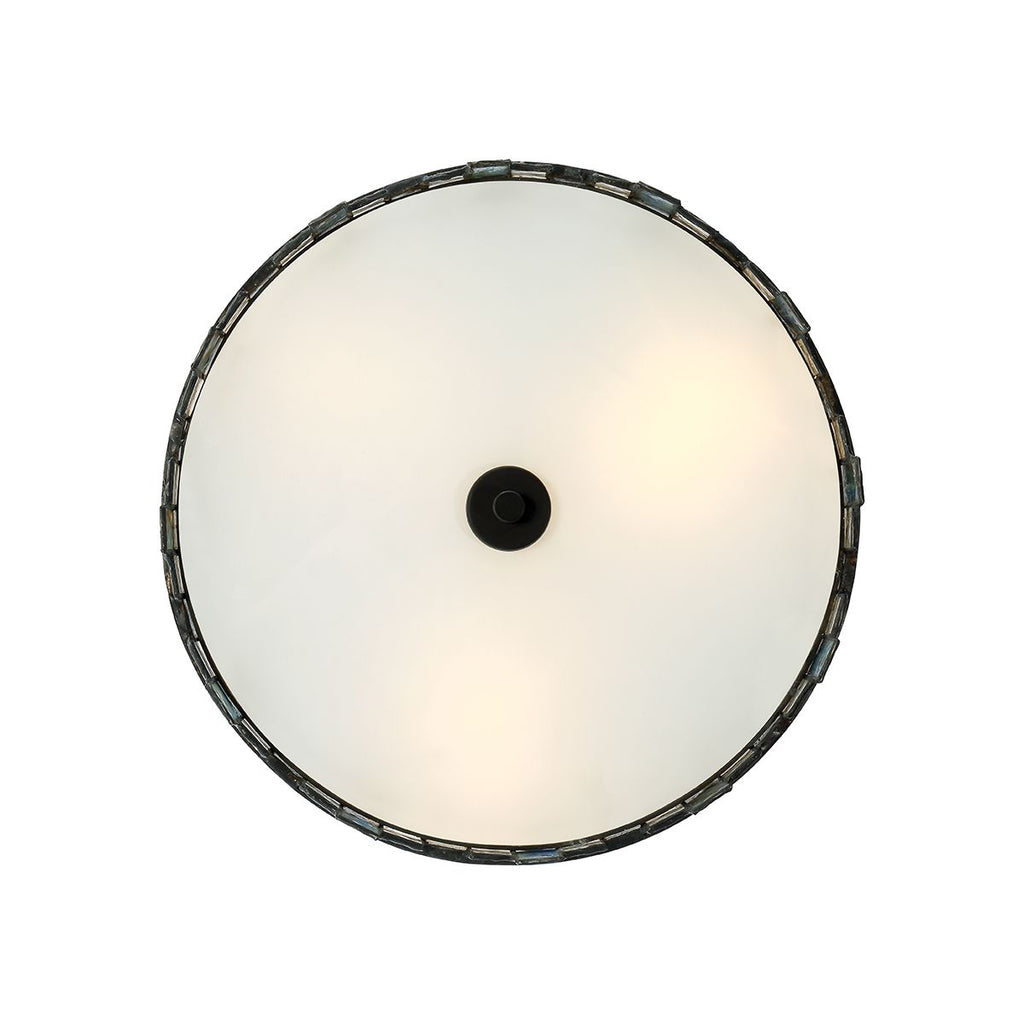 QZ-SENTRY-2SF-BK Sentry 2 Light Semi-Flush Black & Art Glass