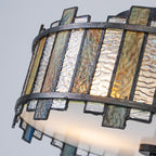QZ-SENTRY-2SF-BK Sentry 2 Light Semi-Flush Black & Art Glass