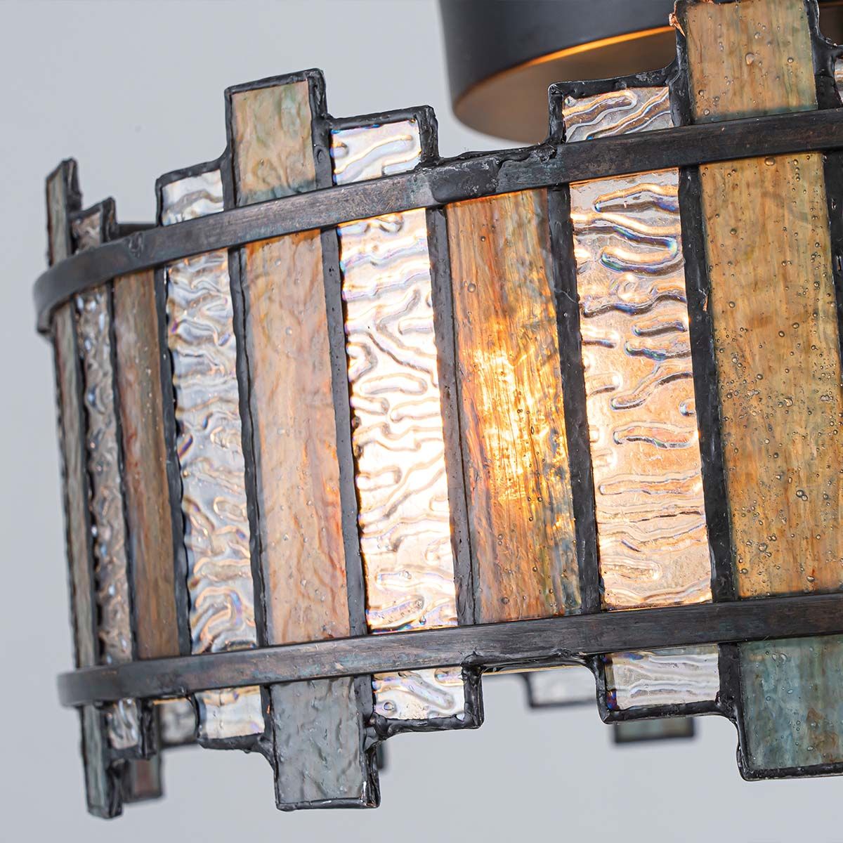 QZ-SENTRY-2SF-BK Sentry 2 Light Semi-Flush Black & Art Glass