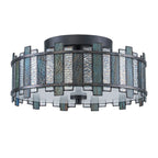 QZ-SENTRY-2SF-BK Sentry 2 Light Semi-Flush Black & Art Glass