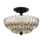 QZ-WHITECAP-SF-S Quoizel Whitecap 3 lt Semi Flush Medium Tinted Amber Glass with Mottled Cocoa Brown