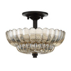 QZ-WHITECAP-SF-S Quoizel Whitecap 3 lt Semi Flush Medium Tinted Amber Glass with Mottled Cocoa Brown