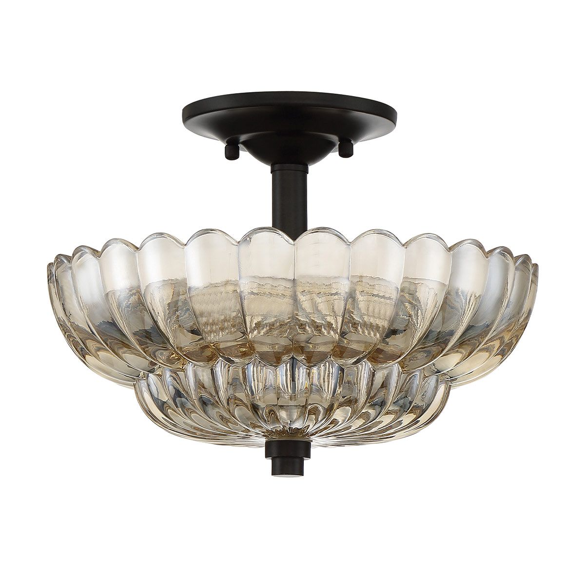 QZ-WHITECAP-SF-S Quoizel Whitecap 3 lt Semi Flush Medium Tinted Amber Glass with Mottled Cocoa Brown