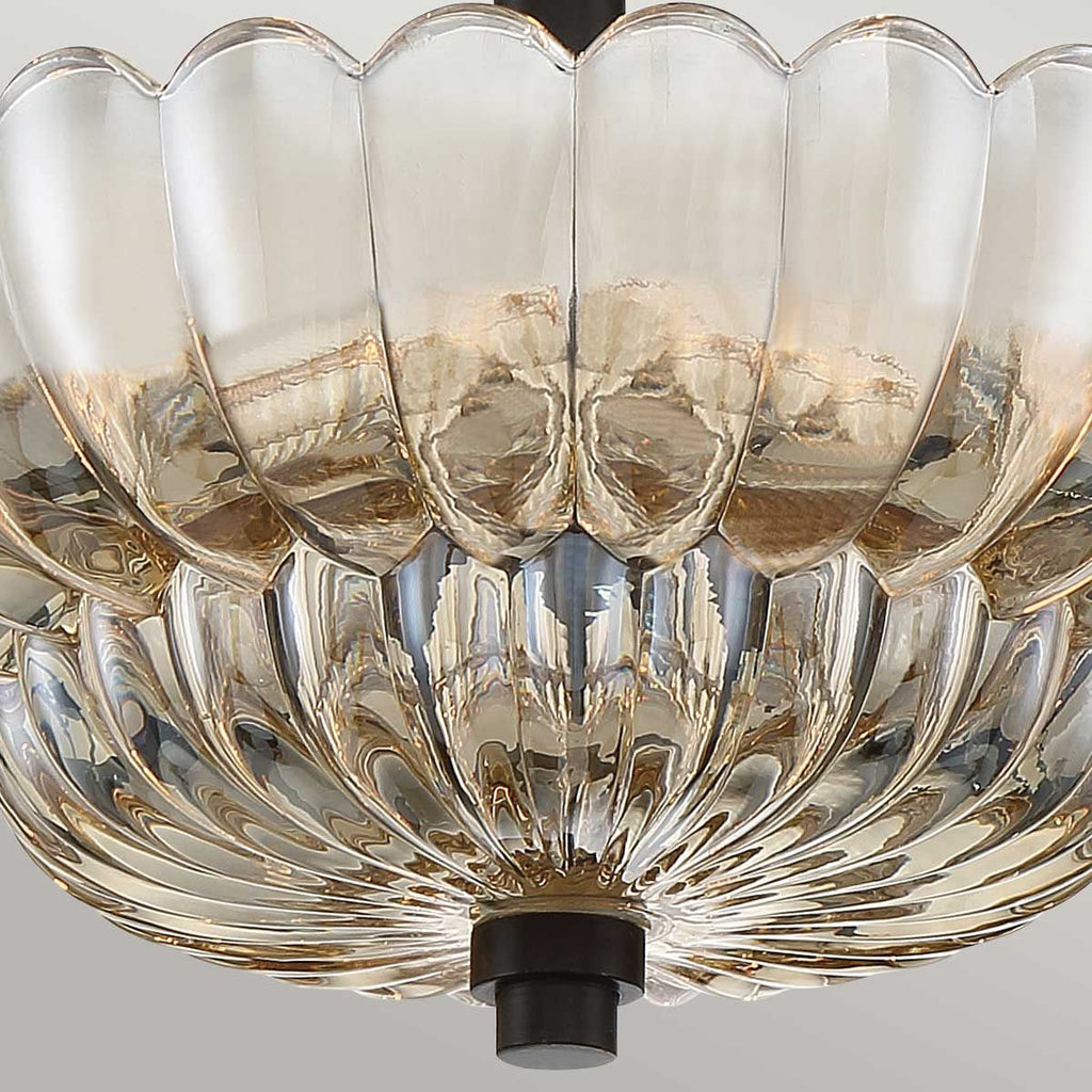QZ-WHITECAP-SF-S Quoizel Whitecap 3 lt Semi Flush Medium Tinted Amber Glass with Mottled Cocoa Brown
