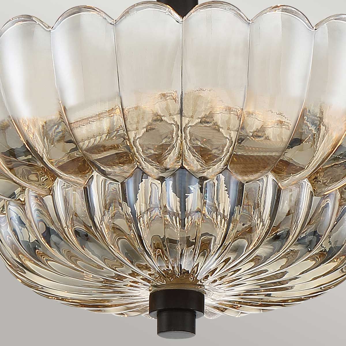 QZ-WHITECAP-SF-S Quoizel Whitecap 3 lt Semi Flush Medium Tinted Amber Glass with Mottled Cocoa Brown