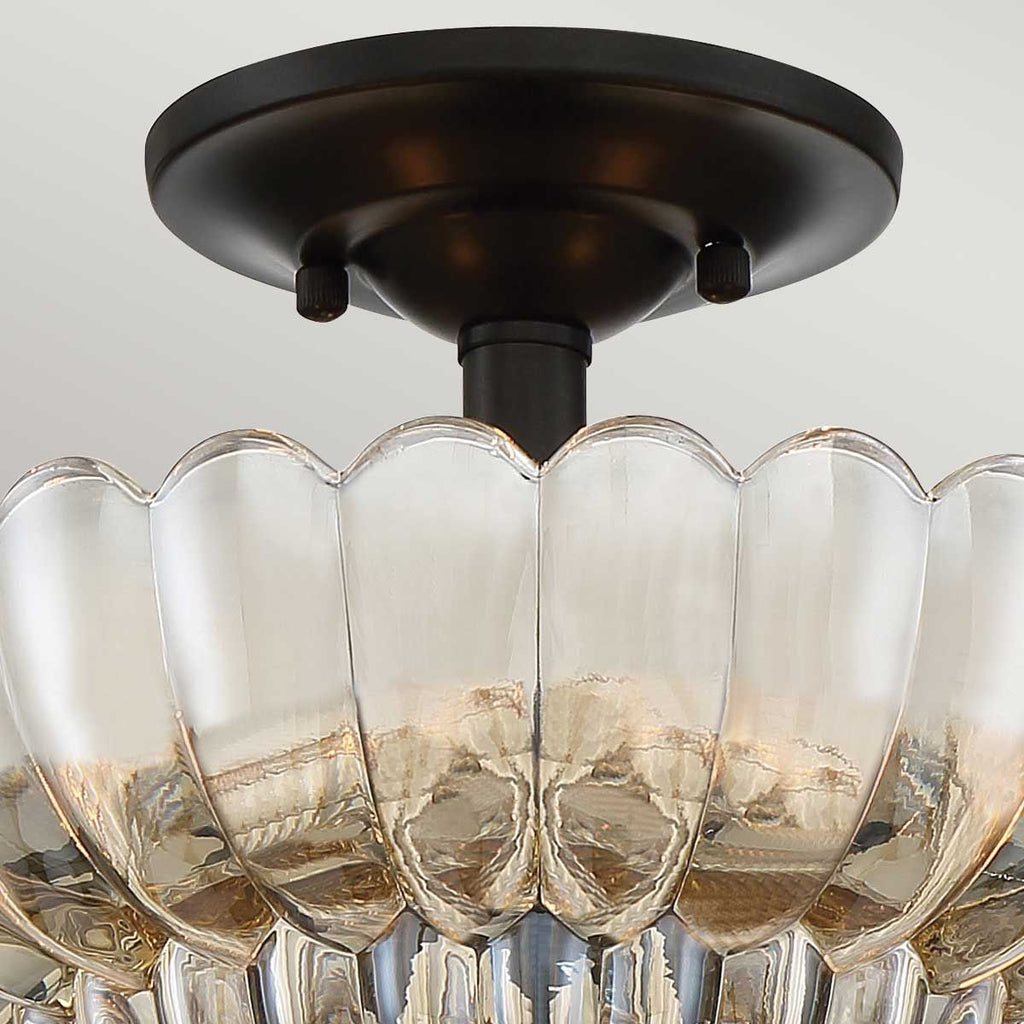 QZ-WHITECAP-SF-S Quoizel Whitecap 3 lt Semi Flush Medium Tinted Amber Glass with Mottled Cocoa Brown